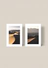 Dwa plakaty fotograficzne przedstawiające pustynie w słońcu.
